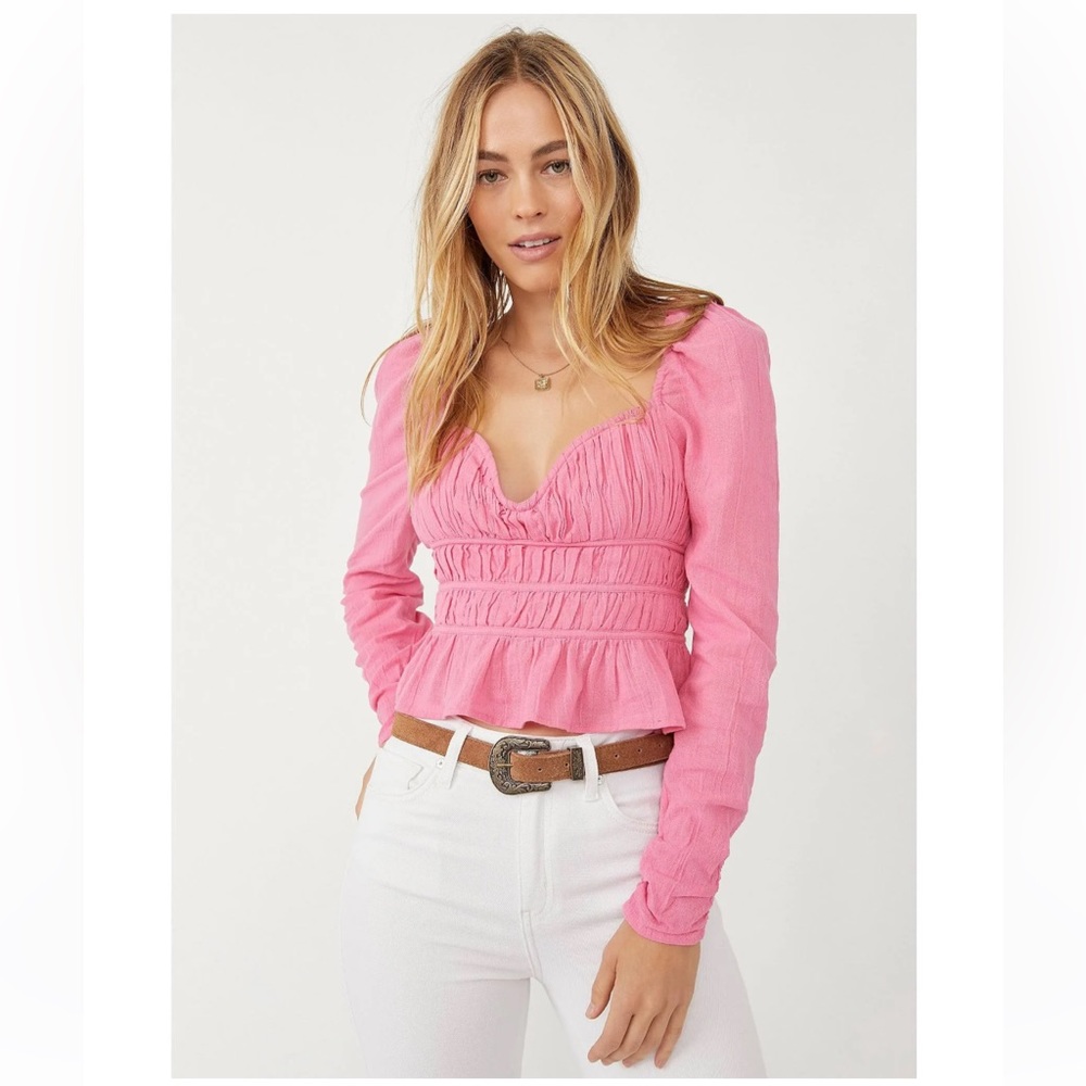 Free People Chloe Smocked Cotton Top